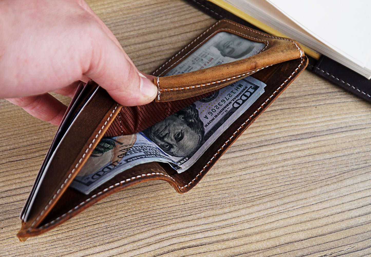 Custom Leather Wallet for Men, Slim Wallet, Bifold Wallets for Men, Engraved Genuine Leather, Father's Day Wallet, Anniversary Gift For Him