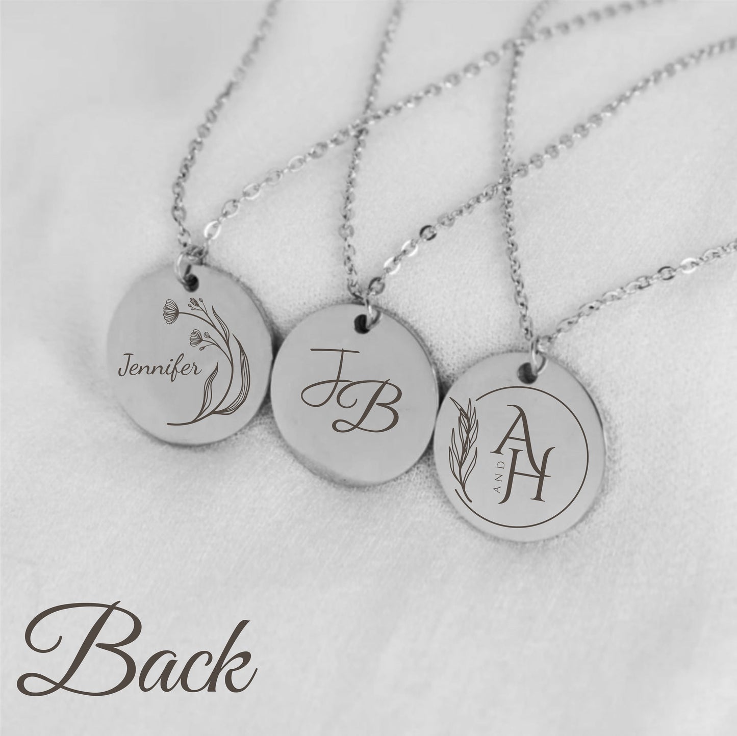 Personalized Gold Disc Necklace, Dainty Initial Necklace, Monogram Disc, Silver Disc Necklace, Gold Birthflower Necklace, Floral Necklace