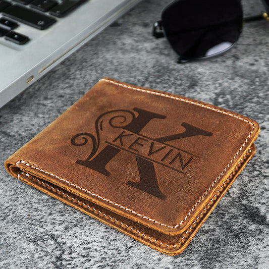 Custom Engraved Mens Slim Wallet, Christmas Gift Wallets, Engraved Genuine Leather Wallets, Personalized Wallet, Father's Day Wallet