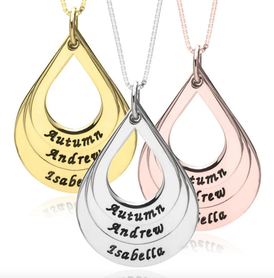 Christmas Day Necklace Gift, Family Personalized Necklace, Custom Children Name Drops, Personalized Gift, Linked Drop Necklace, Love Gift