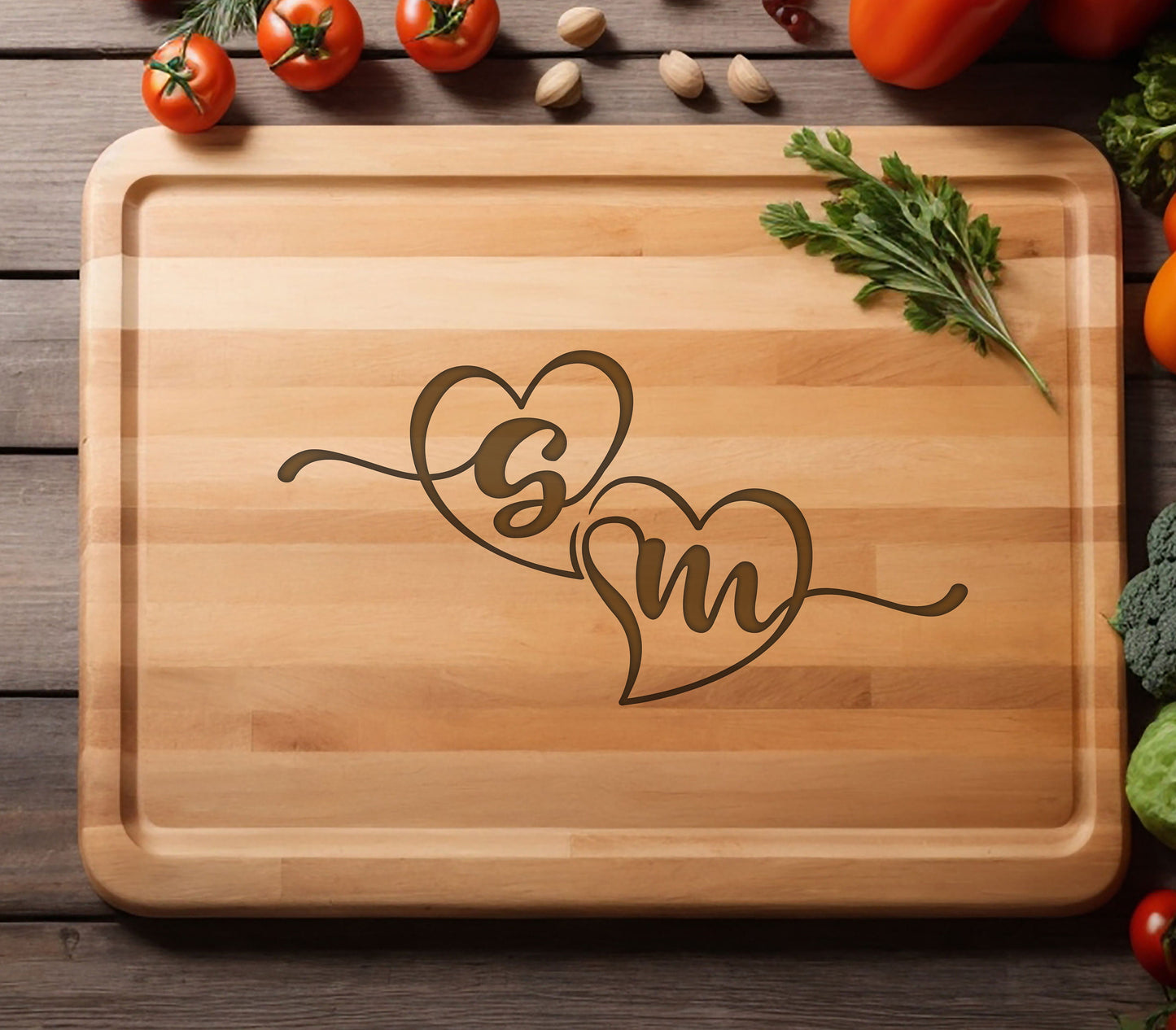 Love Couple Cutting Board, Couple Monogrammed Board, Bamboo Cutting Board, New Home Gift for Couple, Bridal Shower Gift, New Home Gifts