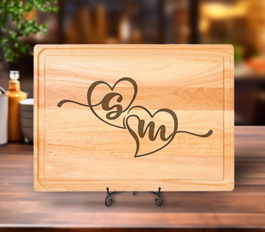 Love Couple Cutting Board, Couple Monogrammed Board, Bamboo Cutting Board, New Home Gift for Couple, Bridal Shower Gift, New Home Gifts