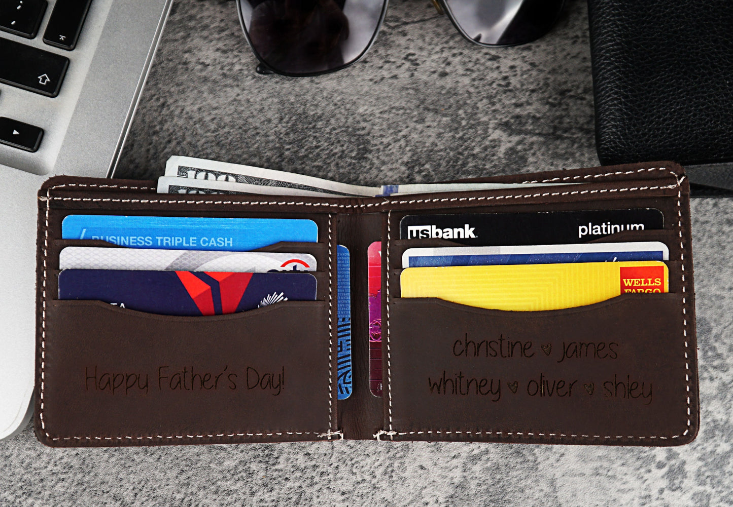 Personalized Gift Men's Wallet for Valentine, Father's Day, Bifold Wallets for Men, Engraved Genuine Leather, Anniversary Gift For Him