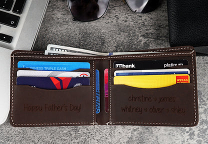 Personalized Gift Men's Wallet for Valentine, Father's Day, Bifold Wallets for Men, Engraved Genuine Leather, Anniversary Gift For Him