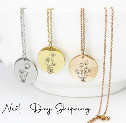 Family Bouquet Flower Necklace Combined Mothers Day Gift Flower Necklace Birth Flower Necklace Gifts for Mom Birthday Combined Flowers