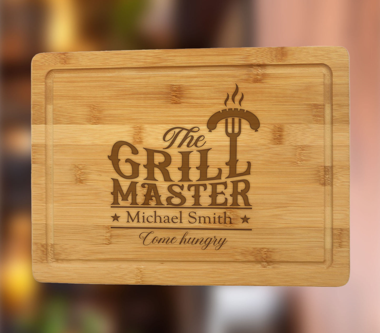 Grill Master Bamboo Cutting Board, Custom Cutting Board Gift for Husband, Gift for Dads, Birthday Boyfriend Gift, Father's Day Cutting Board