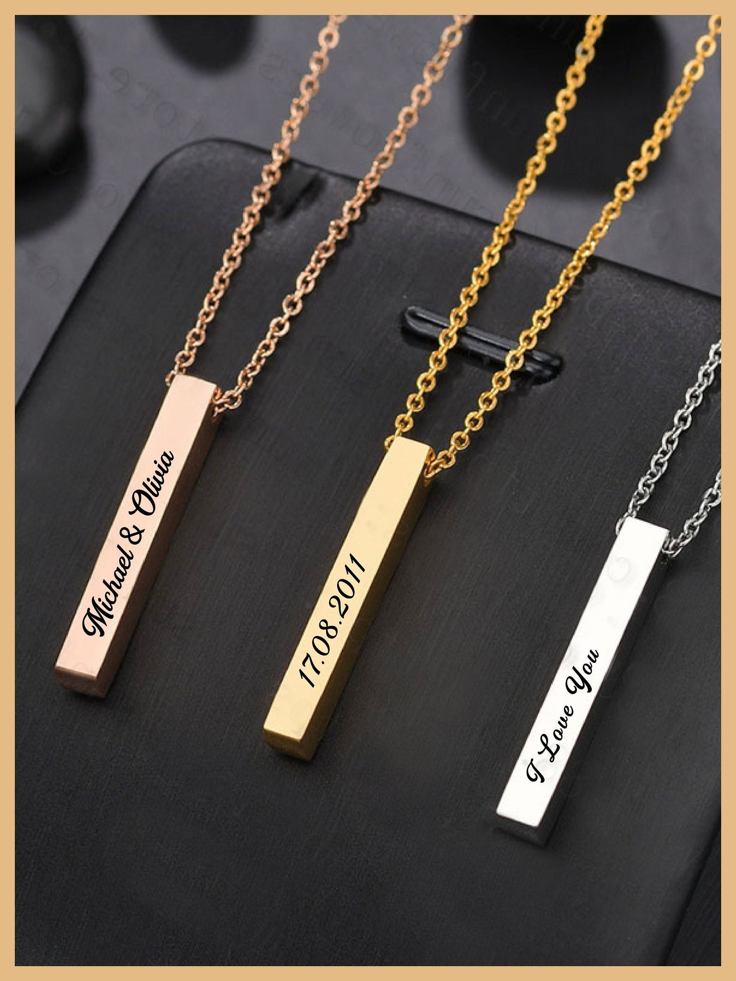 Custom Mother's Day Vertical Bar, Mothers Day Necklace, Valentine's Gifts, Necklace for Womens,  Bridesmaid Gift, Gift for Mother Grandma