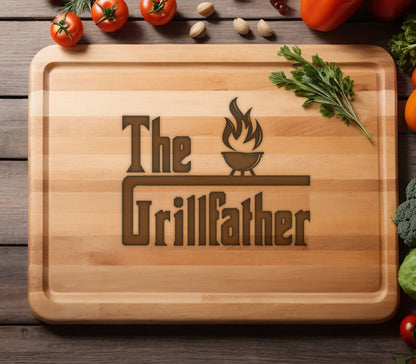 The Grillfather BBQ Bamboo Board for Men, Custom Dad Birthday Gift, Father Gift For Daughter, Custom Dad Birthday Gift, The Godfather Grill