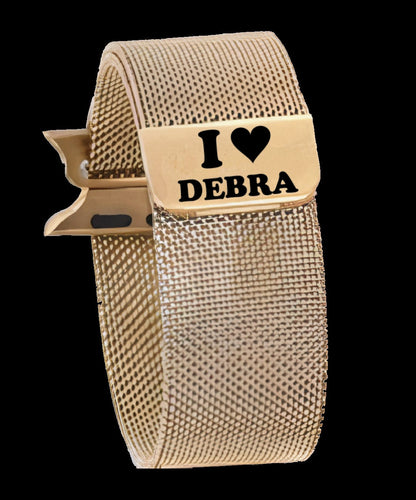 Customized Text Picture Logo Christmas Gift Stainless Steel Text Image Emoji Engraved Watch Band Compatible With Apple Watch Series 1-10