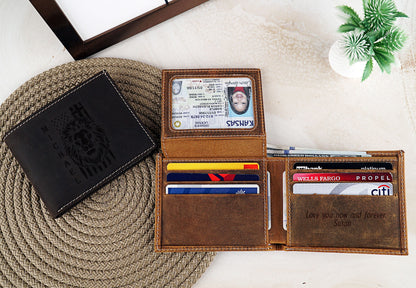 Men's Special Lion Pattern Wallet, Bifold Wallets for Men, Engraved Genuine Leather, Anniversary Gift For Him, Fathers Day Wallet