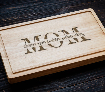 Mother's Day Gift Personalized Board, Family and Housewarming Gift, Mom Cutting Board, Family Name's Cutting Board, Mom Birthday Gift
