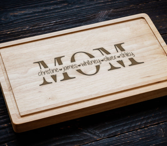 Mother's Day Gift Personalized Board, Family and Housewarming Gift, Mom Cutting Board, Family Name's Cutting Board, Mom Birthday Gift