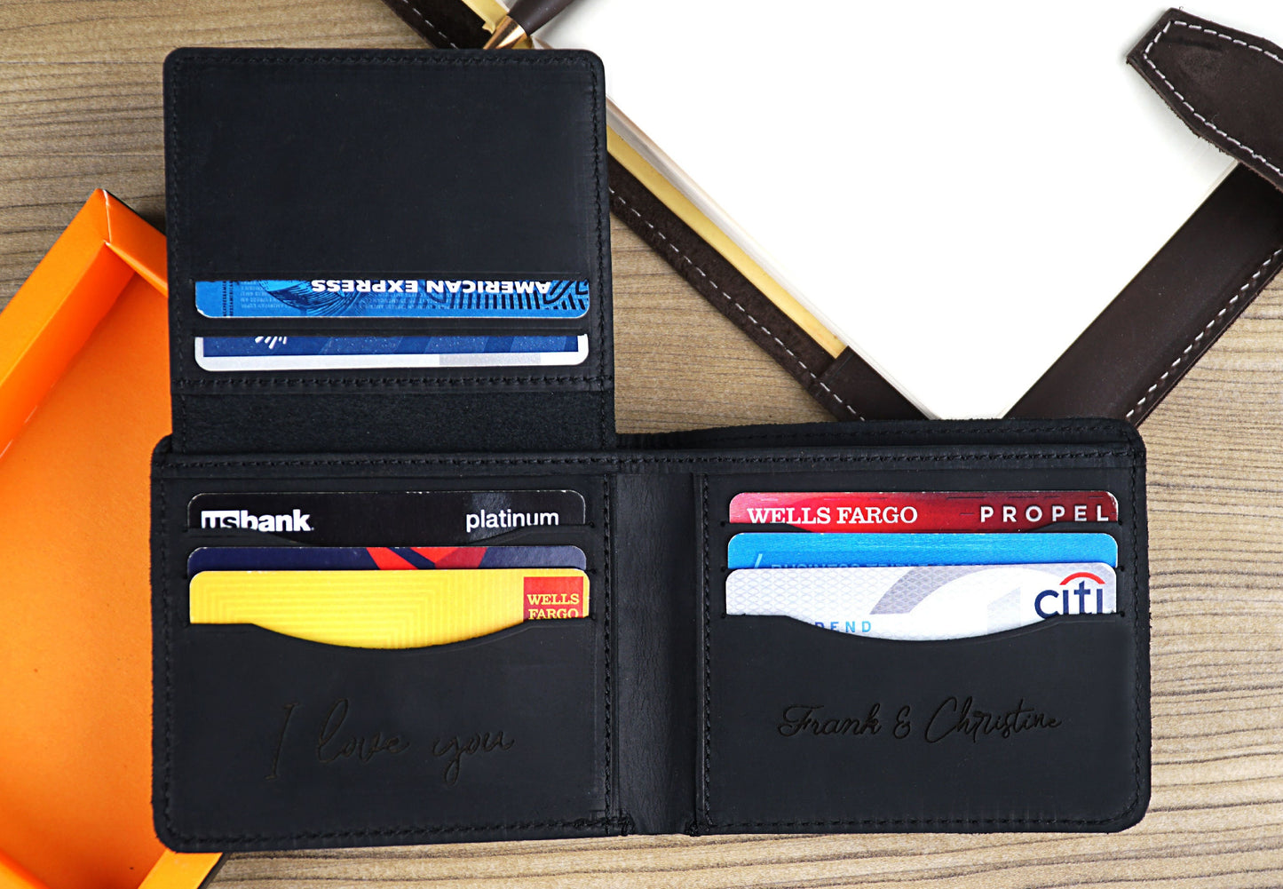 Personalized Gift Men's Wallet for Christmas, Bifold Wallets for Men, Engraved Genuine Leather, Fathers Day Wallet, Anniversary Gift For Him