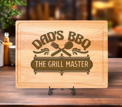 Dad's BBQ Cutting Board, Fathers Day Gift, BBQ Gift for Men's Birthday, Charcuterie Board Cutting Board, BBQ Board, Grill Gift for Dad