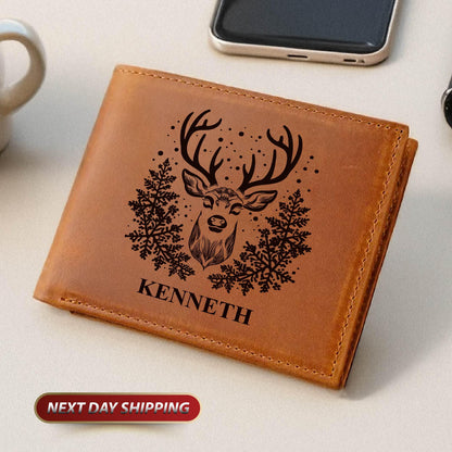Personalized Name Christmas Deer Wallet, Christmas Gifts Wallet, Customized Name Wallet, Father's Day Gift, Name Wallet, New Year Gifts