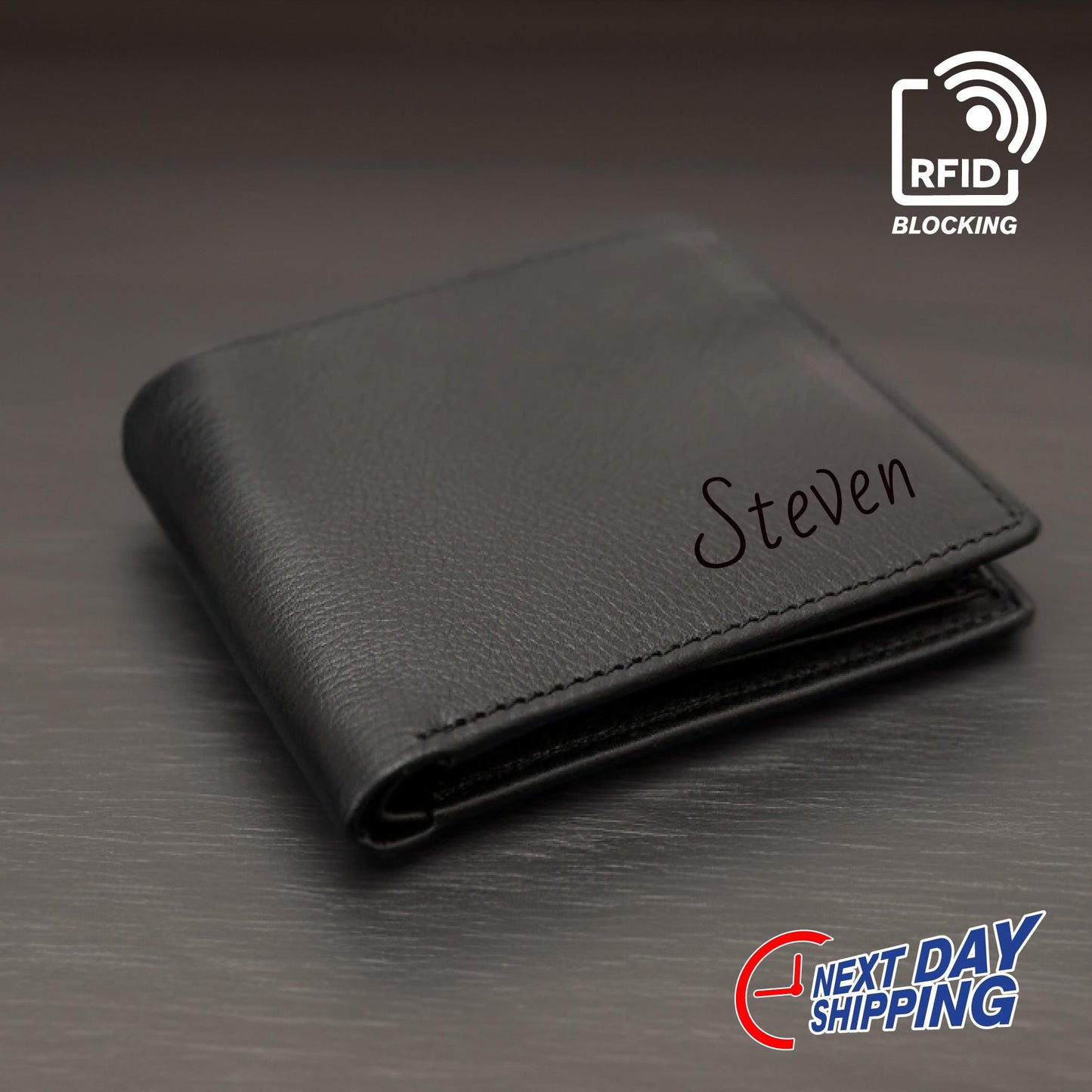 Custom Engraved RFID Blocking Valentines Wallet, Christmas Gifts, Valentine’s Day Gift Mens Wallet, Wallet For Men Brown, Black Men's Wallet