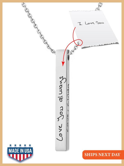 Personalized Engraved Handwriting Bar Necklace, Actual Handwriting Necklace, Handwriting Jewelry, Gift Signature Necklace, Gift for Mother