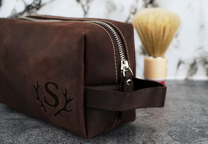 Leather Dopp Kit, Father's Day Gift, Leather Toiletry Bag, Groomsmen Gifts, Anniversary Gift for Him, Men Travel Kit, Personalized Dopp Kits