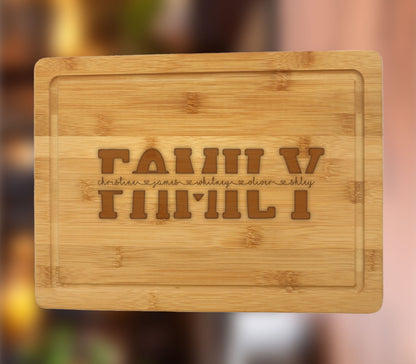 Personalized Bamboo Board Cutting Board, Family and housewarming gift, Family Gift, Family Name's Cutting Board, Custom Charcuterie Board