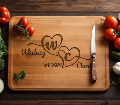 Personalized Cutting Board, Bamboo Cutting Board, Custom Wedding Gift for Couple, Anniversary Gift for Couples, Custom Wedding Cutting Board