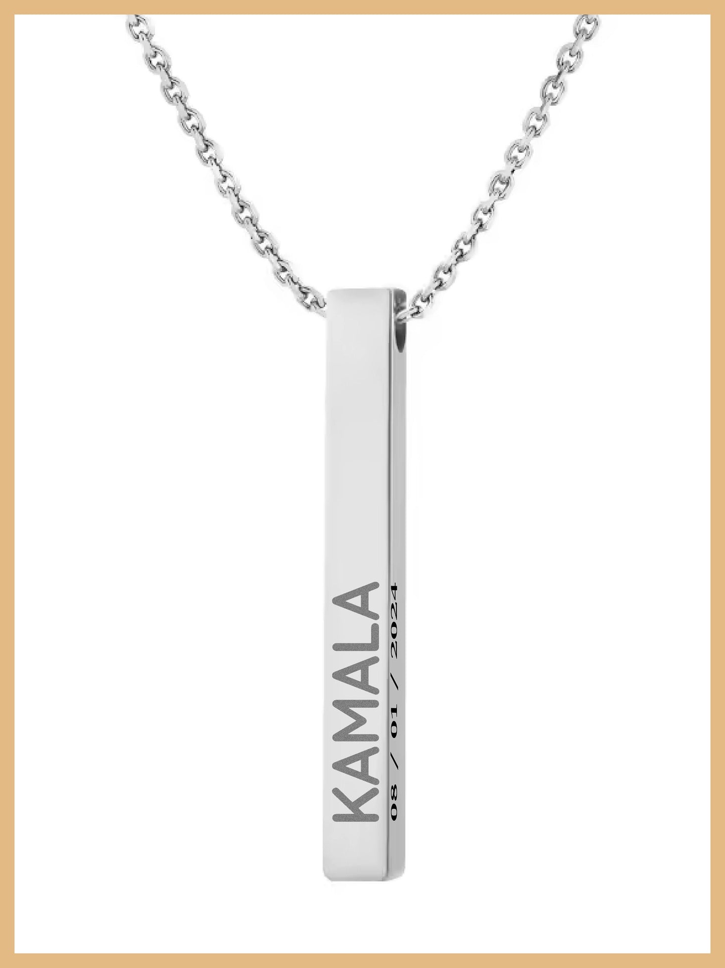 Kamala Harris Vertical Bar Necklace, Kamala Pendant, Mother's Day Gift, Feminist Necklace, Comma la Jewelry, Kamala Jewelry