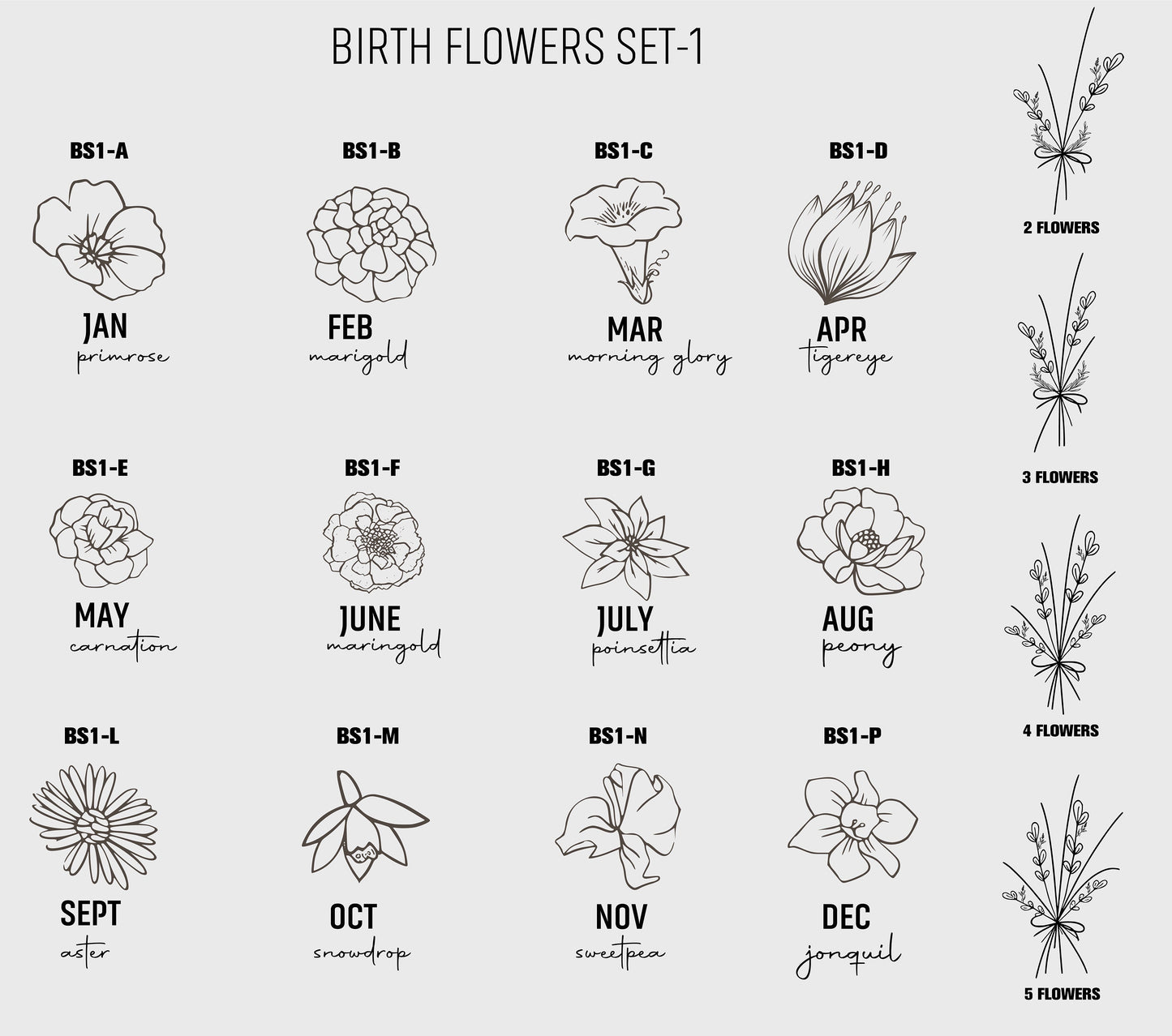 Birthday Valentine's Gifts for Mom Bouquet Flower Necklace Combined Birth Flower Necklace Flower Necklace Engraved Unique Family Gift Mother