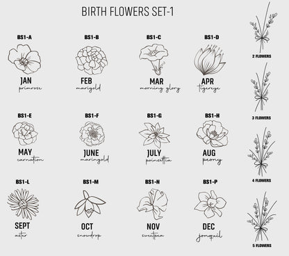 Birthday Valentine's Gifts for Mom Bouquet Flower Necklace Combined Birth Flower Necklace Flower Necklace Engraved Unique Family Gift Mother