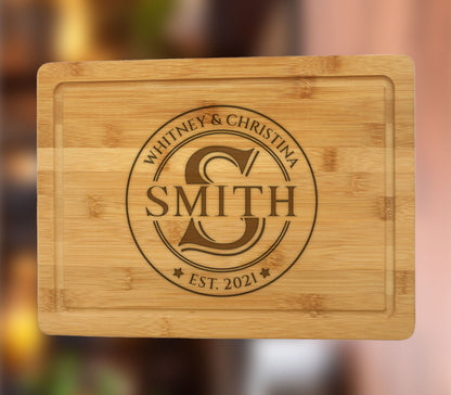 Personalized Gift Men's Cutting Board for Christmas, Fathers Day Board, Personalized Bamboo Cutting Board, Couple Name Cutting Board