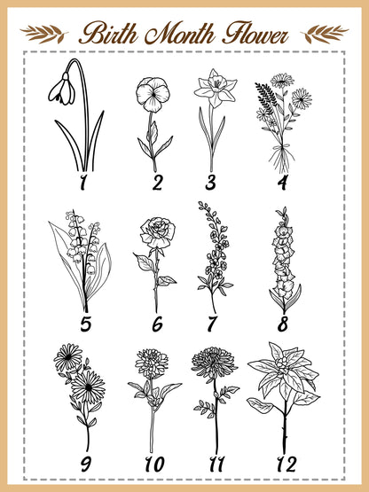 Custom Name Engraved Coin Necklace, Combined Birth Flower Necklace, Personalized Birth Flower Necklace, Mothers Day Necklace Gift, Mom Gifts