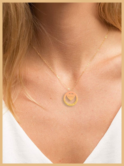 Custom Circle Heart Necklace, Personalized Gift, Mothers Day Gift, Gift for Wife, Necklace With Name, Silver Rose Gold Necklace