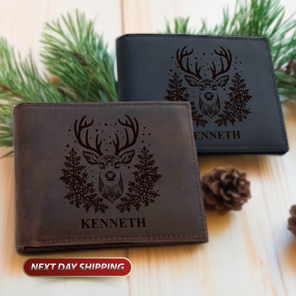 Customized Name Christmas Deer Wallet, Christmas Gifts Wallet, Personalized Name Wallet, Father's Day Gift, Name Wallet, New Year Gift