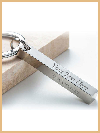 Personalized Bar Keychain, Christmas Gift, Silver Rose Gold Key Chain, Birthday Gift for Mom, Mothers Day Keychain, Keychain Stainless Steel