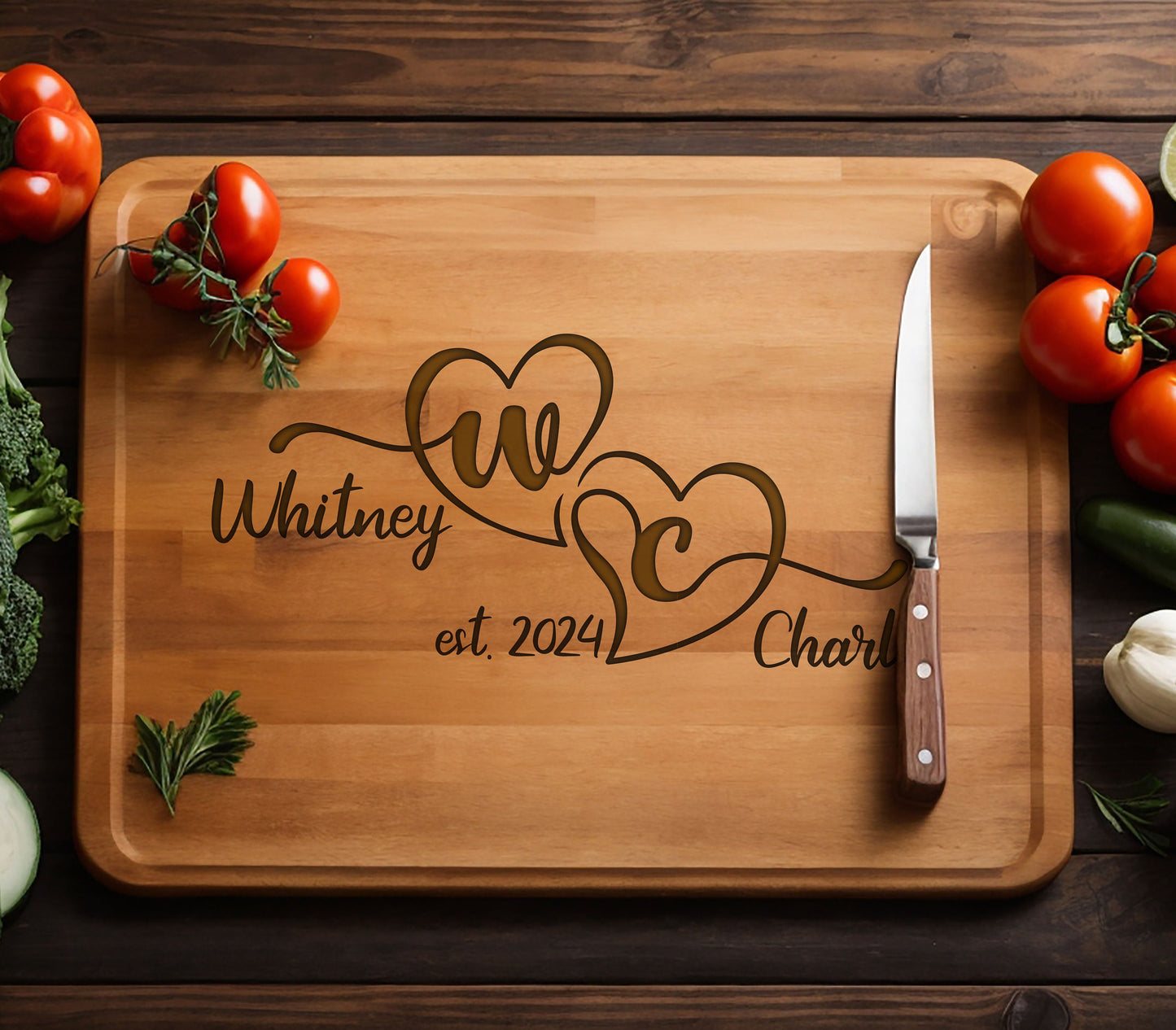 Personalized Couple Cutting Board, Mother's Day Cutting Board, Bamboo Cutting Board, Custom Wedding Gift for Couple, Happy Mothers Day