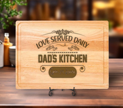 Dad's Kitchen Cutting Board, Fathers Day Gift, BBQ Gift for Men's Birthday, Charcuterie Board Cutting Board, BBQ Board, Best Dad Ever Gift