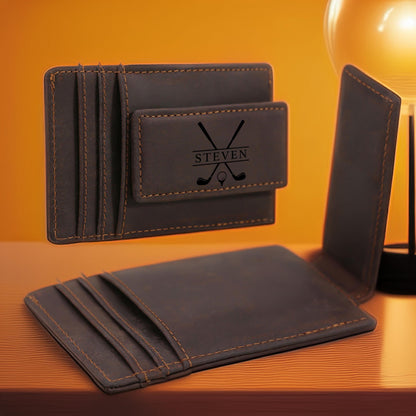 Customized Leather Valentines Day Gifts Magnetic Money Clip, Leather Card Holder, Personalized Card Holder, Money Clip Wallet, RFID Wallet