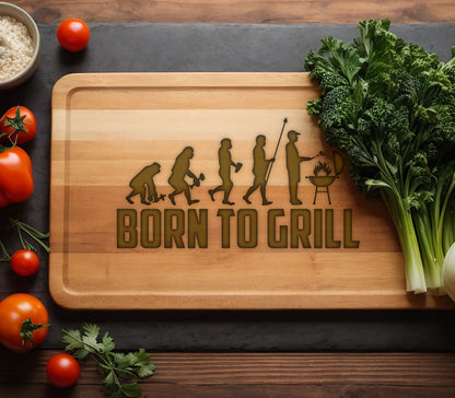 Born to Grill Cutting Board, Gifts for Husband, Griller Gifts, BBQ Gift for Men's Birthday, Charcuterie Board Cutting Board, Serving Board