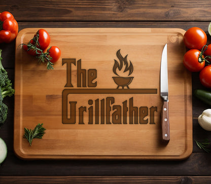 The Grillfather BBQ Bamboo Board for Men, Custom Dad Birthday Gift, Father Gift For Daughter, Custom Dad Birthday Gift, The Godfather Grill