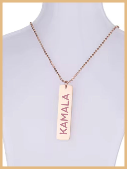 Kamala Harris Vertical Plate Necklace, KAMALA Plate, Mother's Day Gift, Feminist Plate Necklace, Comma la Jewelry Plate, Kamala Necklace