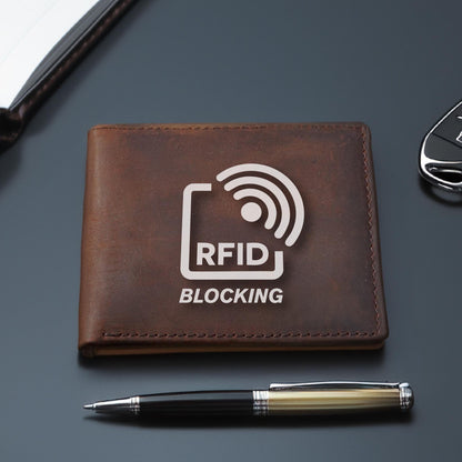 Custom Engraved RFID Blocking Valentines Wallet, Christmas Gifts, Valentine’s Day Gift Mens Wallet, Wallet For Men Brown, Black Men's Wallet