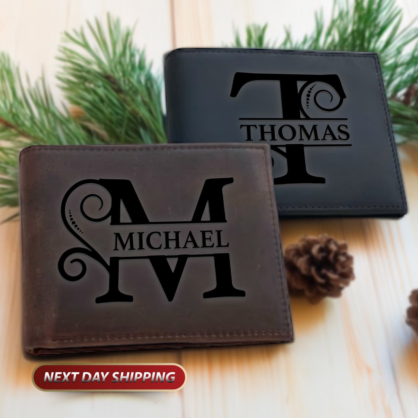 Engraved RFID Blocking Wallet, Personalized Valentine’s Day Gift Men's Wallet, Engraved Wallet For Dad Husband, Wallet for Men  Leather