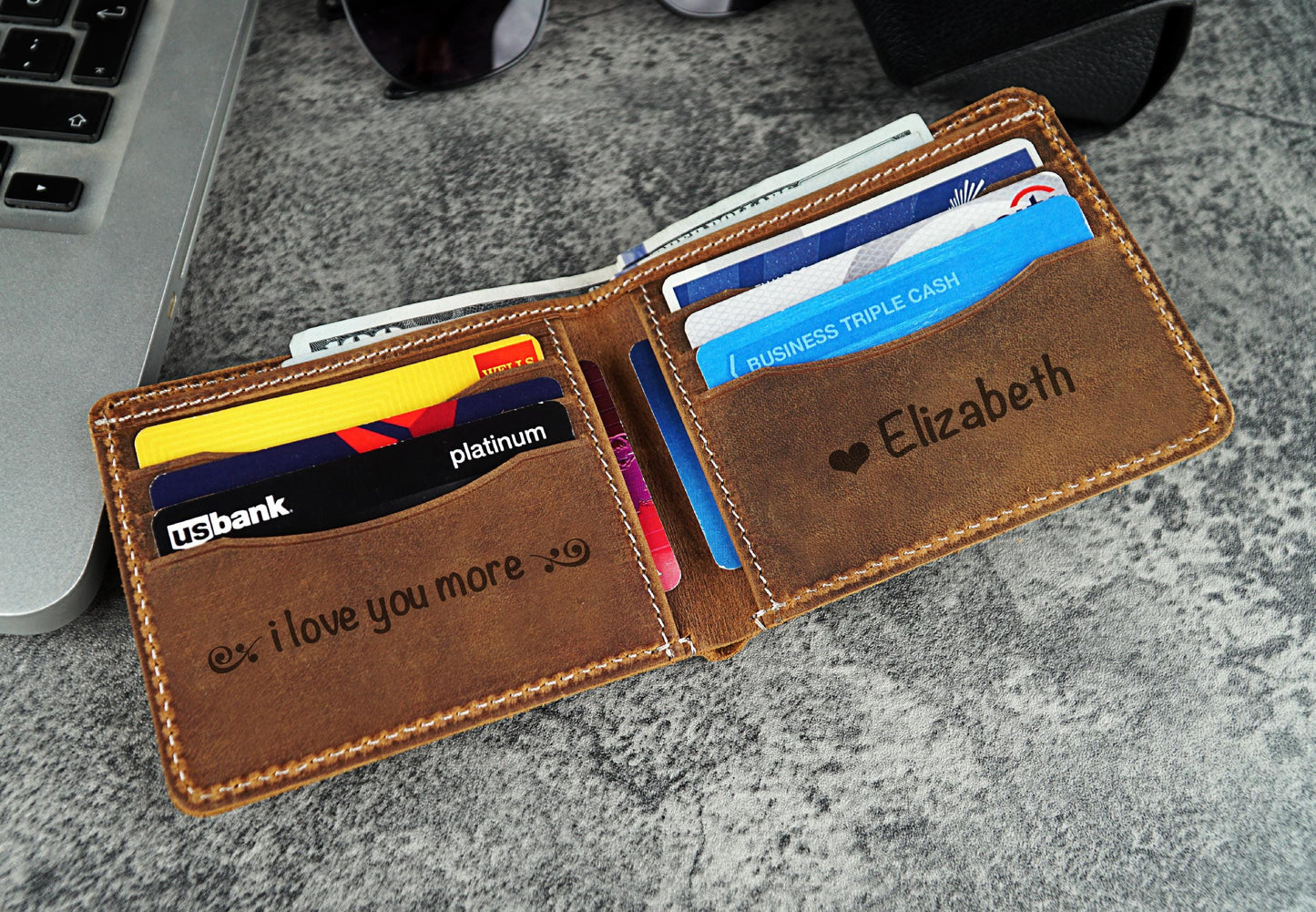 Custom Men's Wallet with Personalized Photo, Memory Gift for Dad, Custom Photo Wallet, Personalized Leather Engraved Gift, Father's Gift