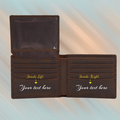 Personalized Gift Wallet for Christmas, Leather Wallet, Custom Wallet, Boyfriend Gift, Anniversary Wallet, Gift for Him, Fathers Day Gift