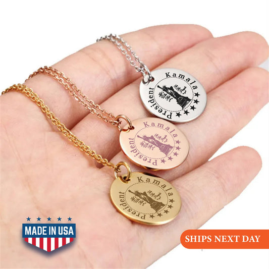 Kamala Statue of Liberty Necklace, 2024 President Kamala Harris Necklace, Kamala Freedom, US Elections 2024 Necklace, Kamala Jewelry