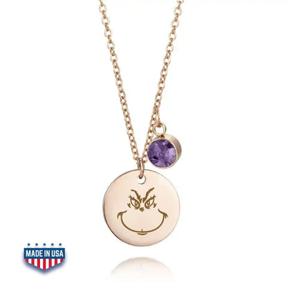 Grinch Christmas Birthday Necklace, Christmas Gift, Grinch Face Pendant, Grinch Jewelry, Christmas Necklaces for Women, Valentines Day Gifts