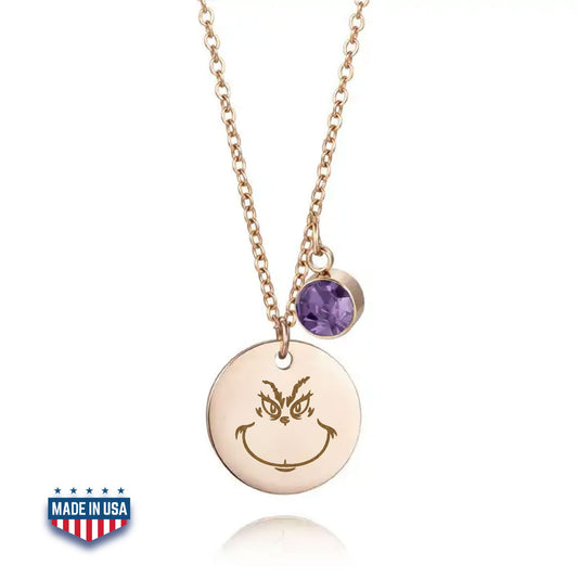 Grinch Christmas Birthday Necklace, Christmas Gift, Grinch Face Pendant, Grinch Jewelry, Christmas Necklaces for Women, Valentines Day Gifts