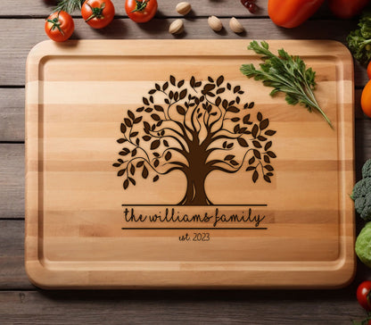 Custom Family Bamboo Cutting Board, Christmas Gift, Personalized Bamboo Cutting Board, Wedding Gift Cutting Board, Cutting Board Gifts