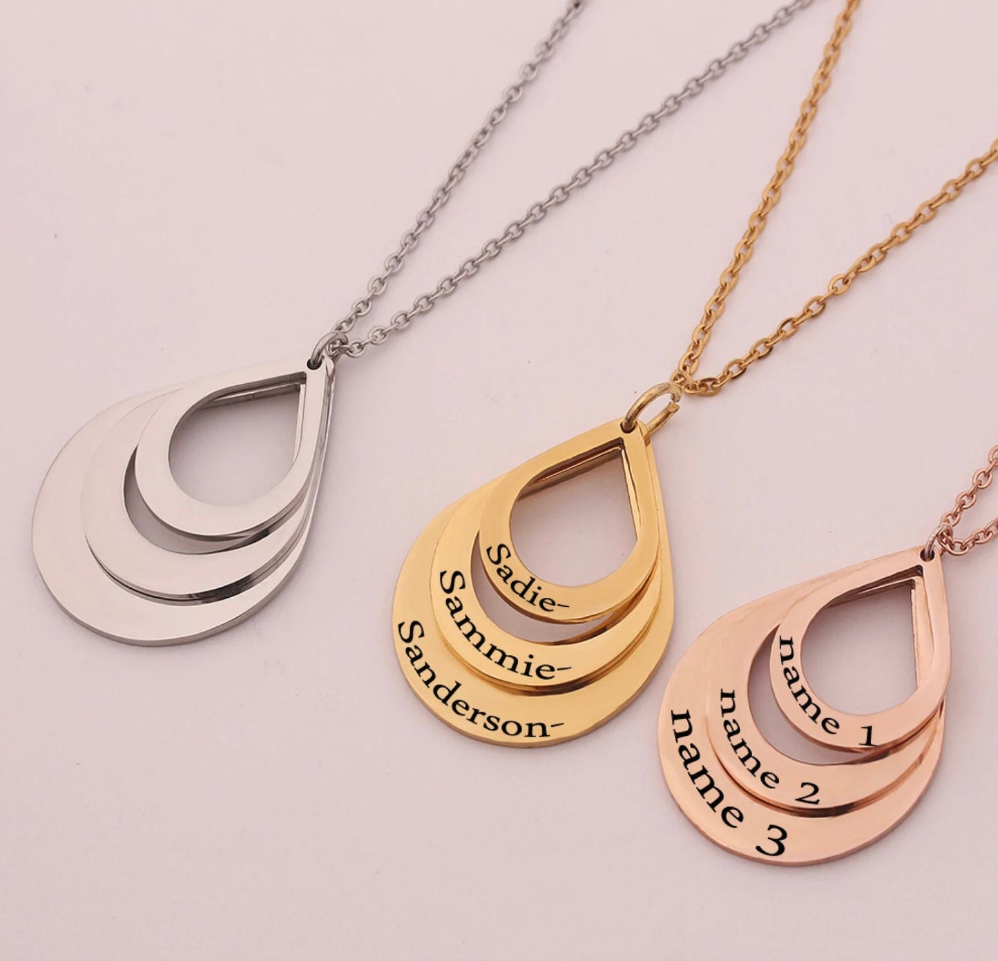 Christmas Day Necklace Gift, Family Personalized Necklace, Custom Children Name Drops, Personalized Gift, Linked Drop Necklace, Love Gift