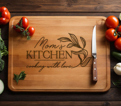 Cutting Board for Mom Grandma, Mama's Kitchen Bamboo Cutting Board, Mothers Day Board, Custom Cutting Board, Personalized Gifts for Mom