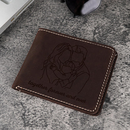 Personalized Men's Wallet with Custom Photo, Memory Gift for Dad, Personalized Leather Engraved Gifts, Father's Gift, Custom Photo Wallets