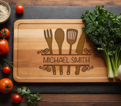 Kitchen Gift for Dad, Personalized Cutting Board Mother's Father's Day Gift, Custom Cutting Board, Engraved Cutting Board Gift for Baker